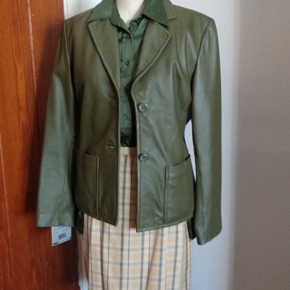 LEATHER Jackets & Blazers - RARE AVOCADO LEATHER BLAZER UNWORN NWT Jacket HOST PICK